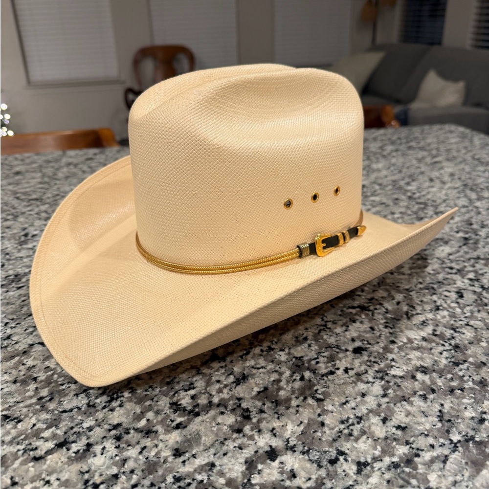 Men's Tan Western Hat with Gold Accent